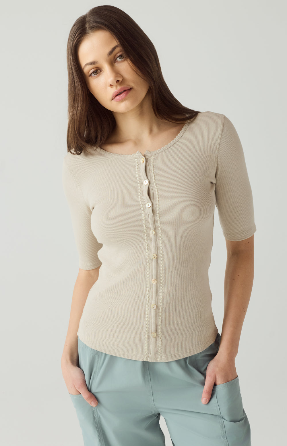 Rosalia Henley Shirt | Pumice