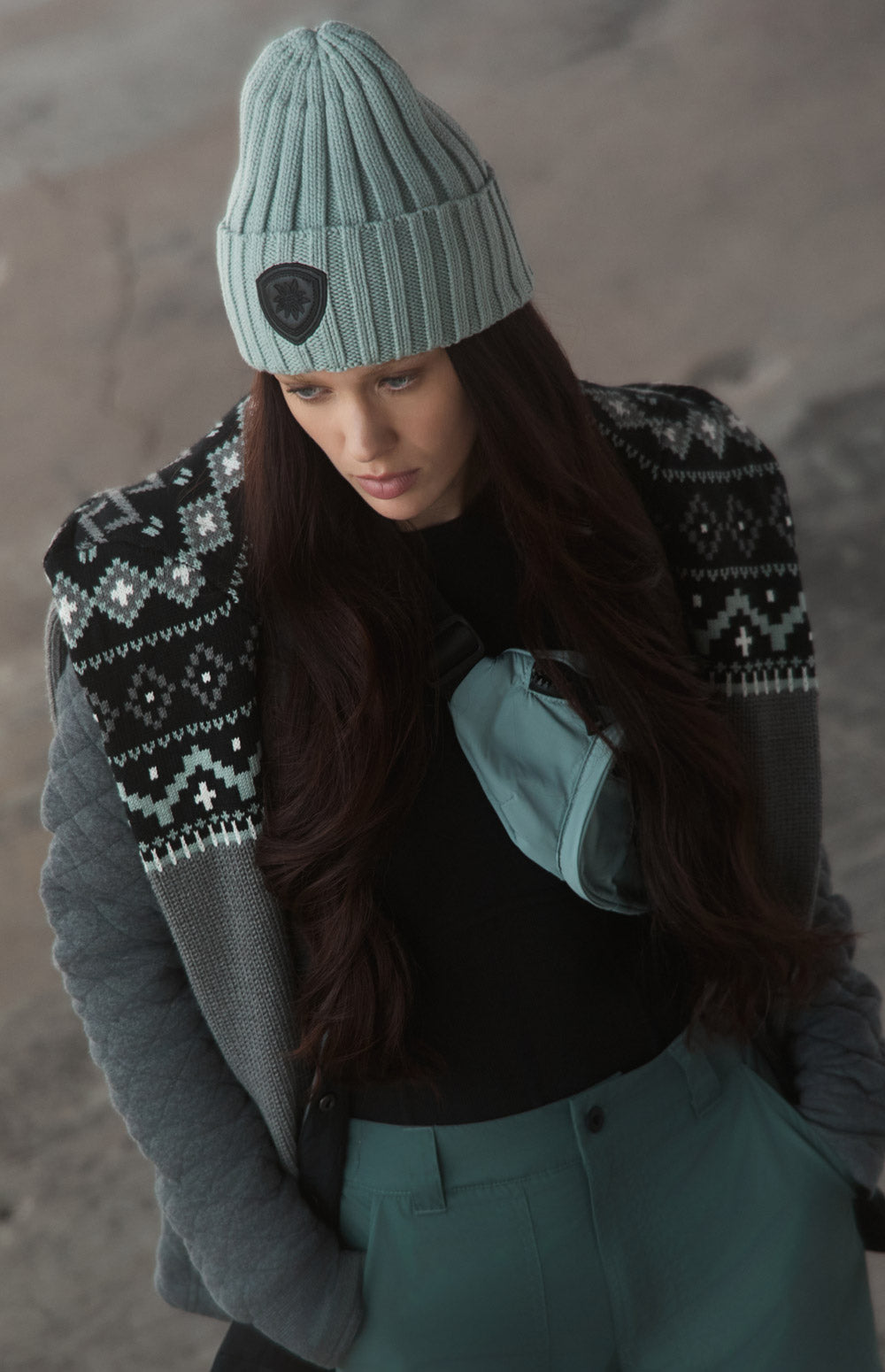 Alp N Rock Adel Rib Beanie, silver blue ribbed beanie for women