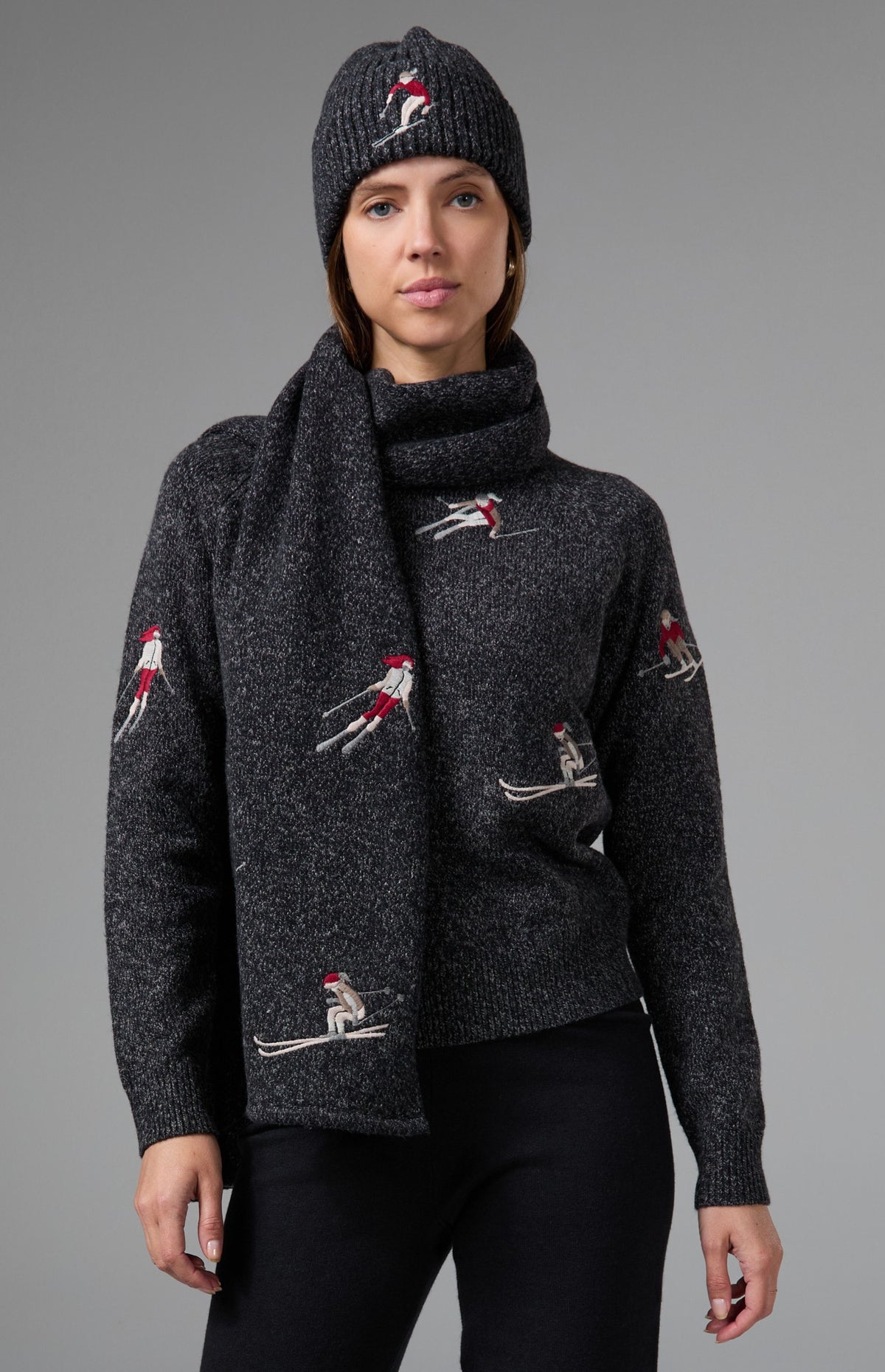 Embroidered Skier Beanie, Black | Alp N Rock Alp N Rock Accessories Embroidered Skier Beanie | Black