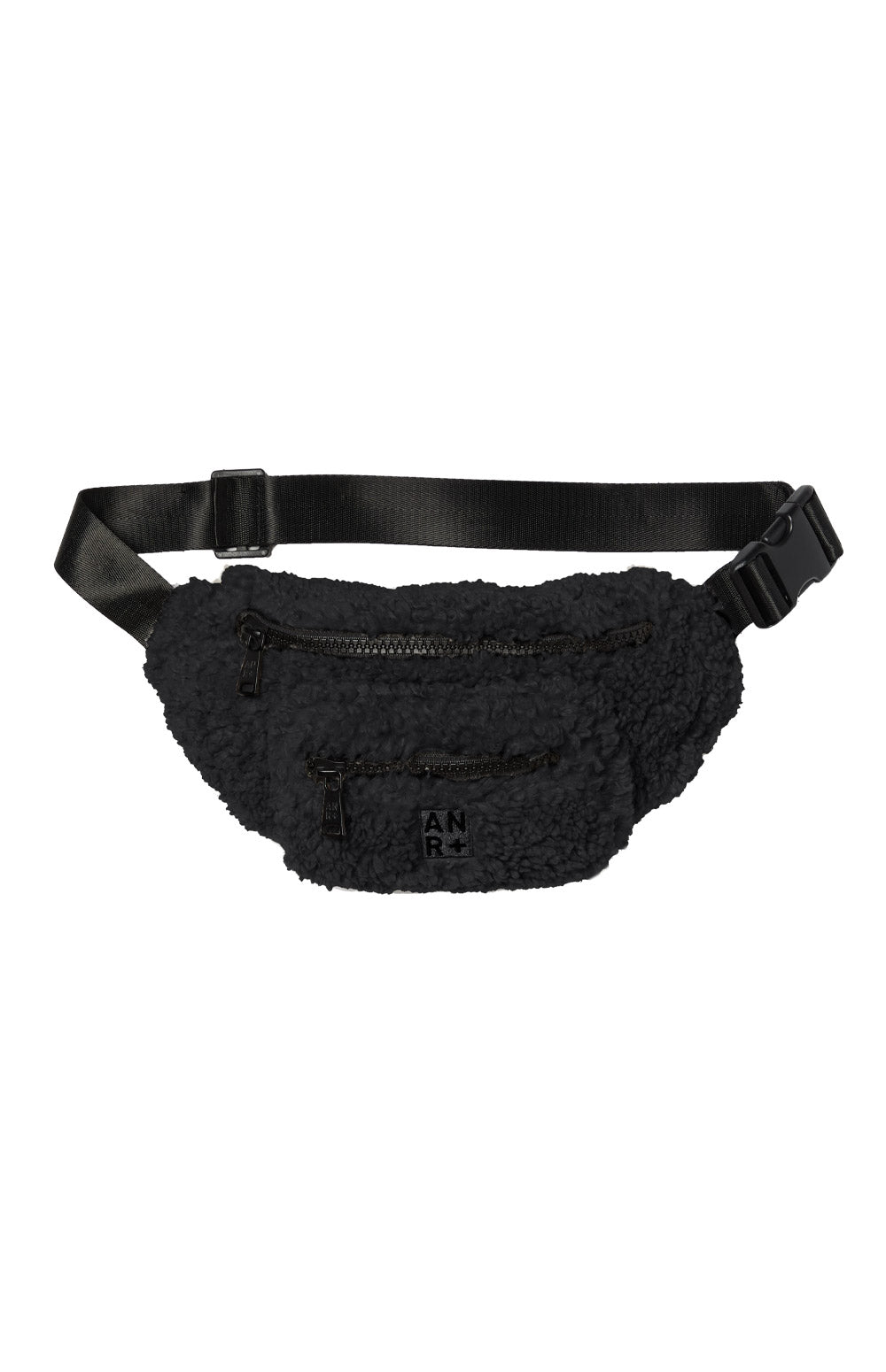 Alp N Rock Everyday Belt Bag, black shearling belt bag for women with multiple zip pockets