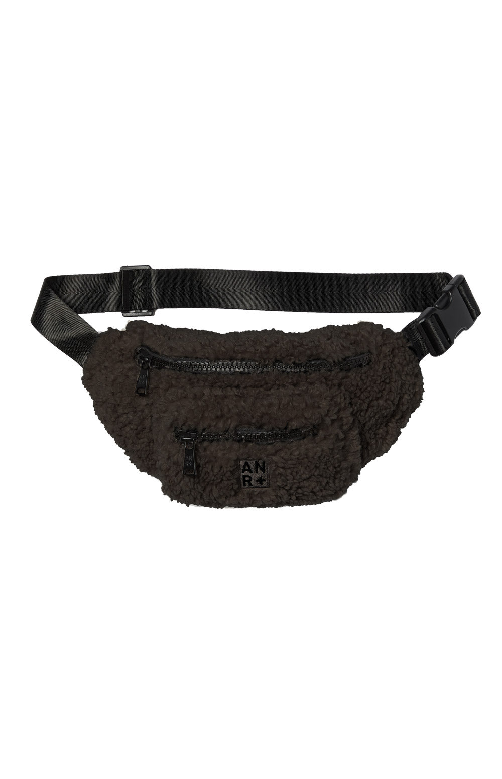 Alp N Rock Everyday Belt Bag, dark brown shearling belt bag for women with multiple zip pockets