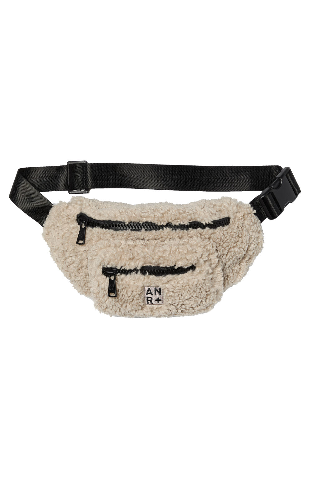 Alp N Rock Everyday Belt Bag, beige shearling belt bag for women with multiple zip pockets