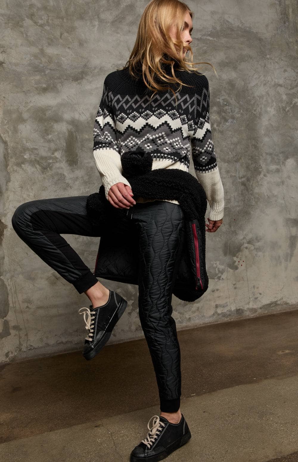 Finley Quilted Jogger Pant by Alp N Rock, Women's Black Quilted Jogger with Drawstring Waist and Pockets