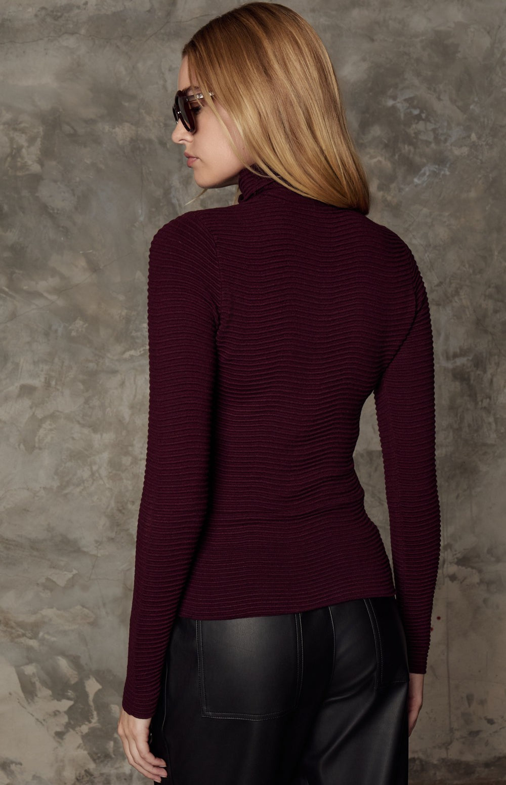 Alp N Rock Enya Sweater, burgundy ribbed turtleneck for women