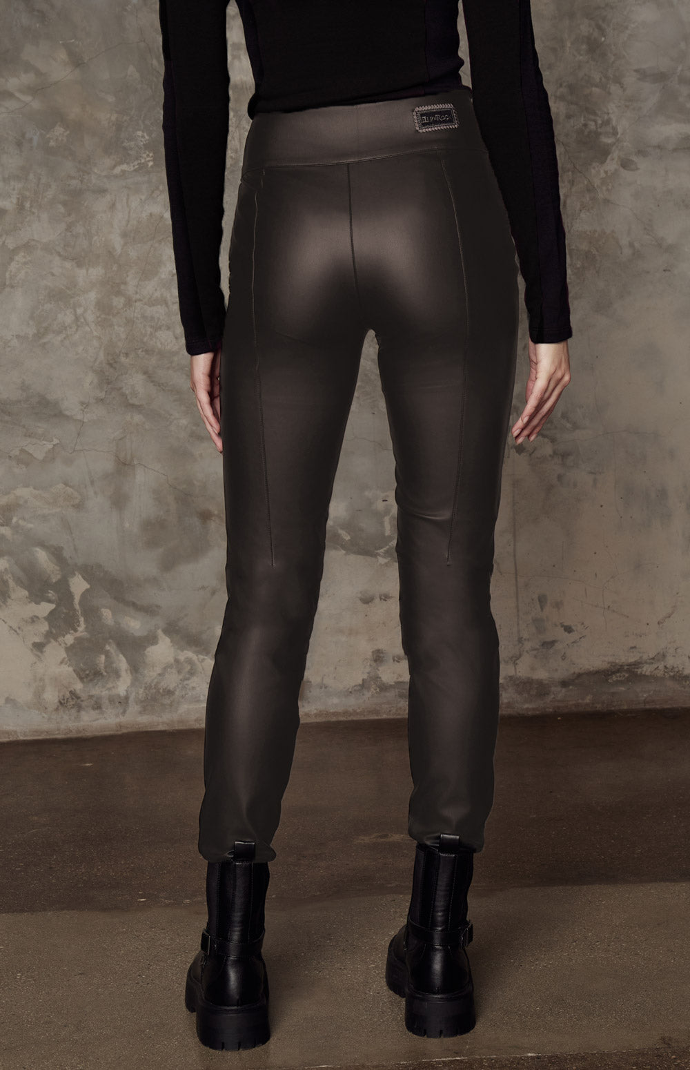 Alp N Rock Geneva Pant, dark brown faux leather pant for women with zipper pockets