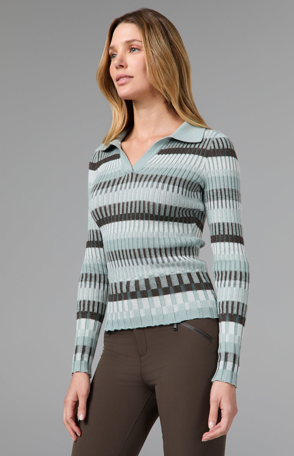 LUISA II POLO SWEATER I SILVER BLUE ALP N ROCK LUISA II POLO SWEATER I SILVER BLUE