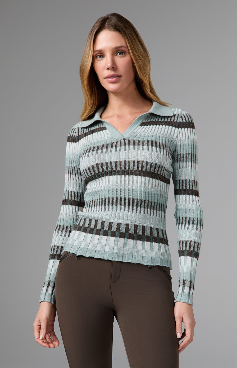 LUISA II POLO SWEATER I SILVER BLUE ALP N ROCK LUISA II POLO SWEATER I SILVER BLUE