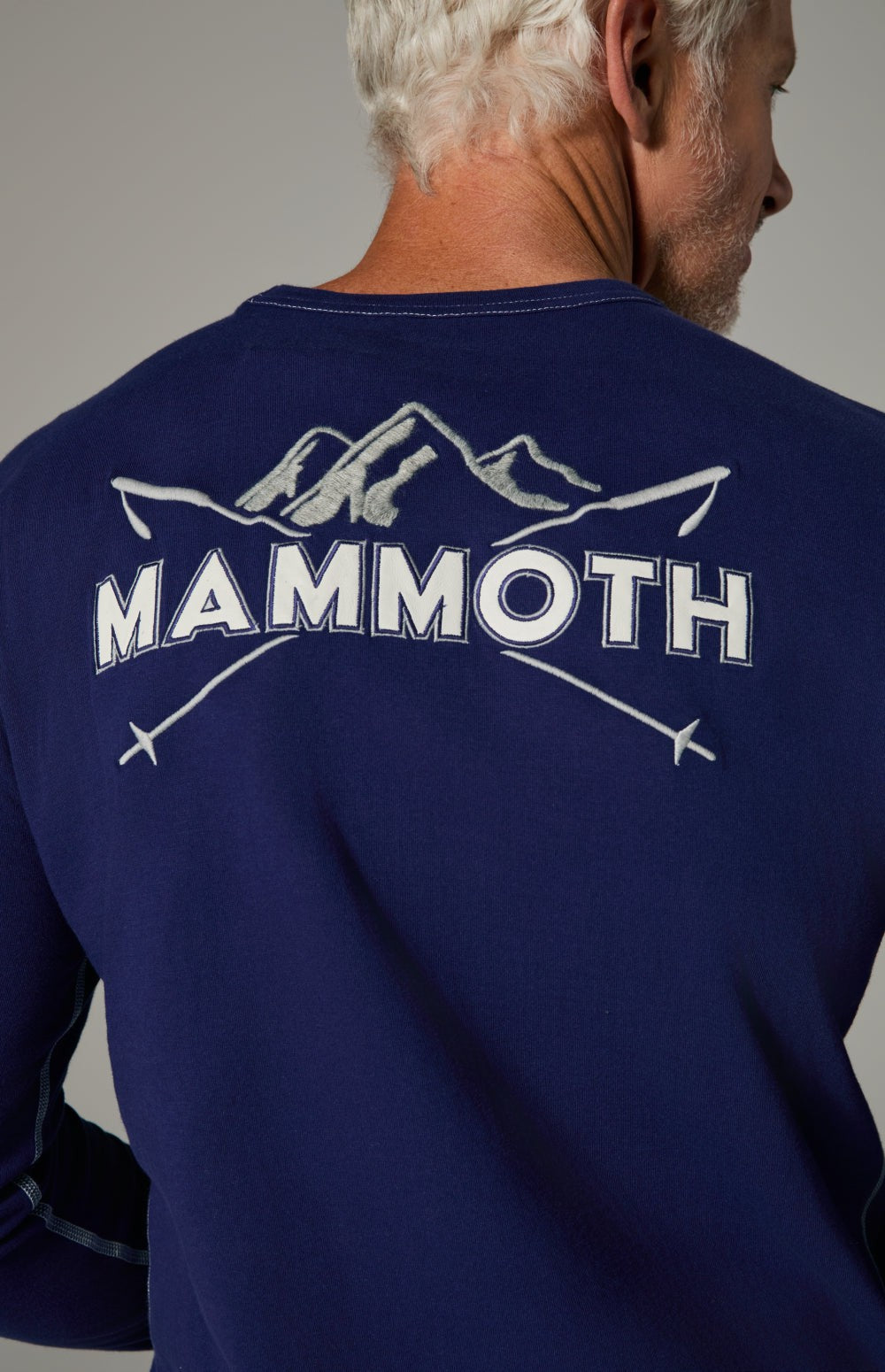 Alp N Rock Mammoth Crew, blue longlseeve shirt for men with embroidered accents at the chest and arm