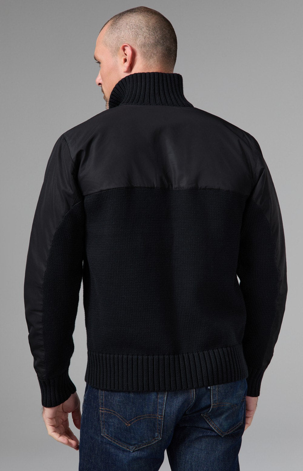 Alp N Rock Apollo Mock Sweater, black mock neck henley sweater for men with a button neckline