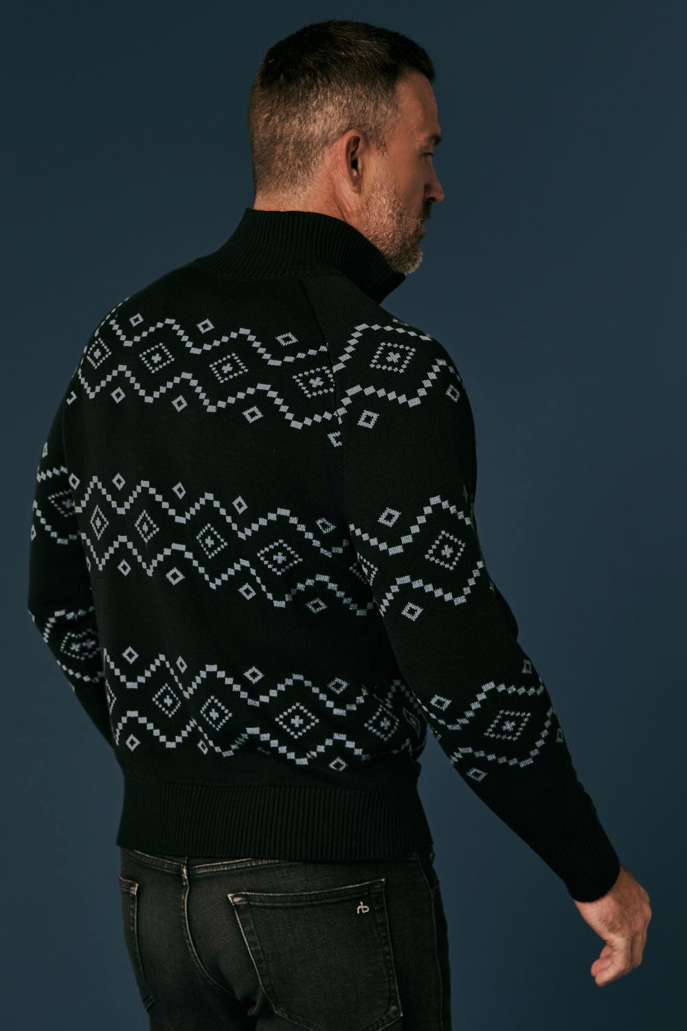 Brody 1/2 Zip Sweater, Black/Silver Blue | Alp N Rock Alp N Rock Mens Sweater Brody 1/2 Zip Sweater | Black/Silver Blue