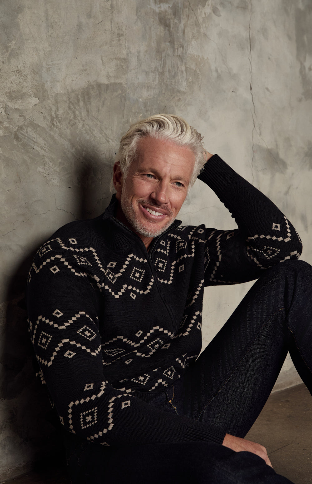 Brody 1/2 Zip Sweater, Black/Silver Blue | Alp N Rock Alp N Rock Mens Sweater Brody 1/2 Zip Sweater | Black/Stone