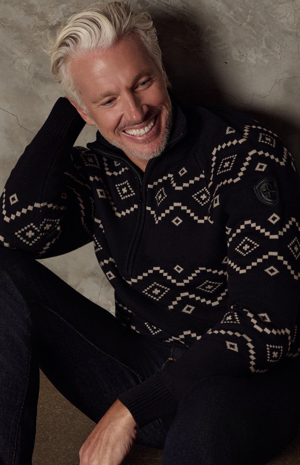 Brody 1/2 Zip Sweater, Black/Silver Blue | Alp N Rock Alp N Rock Mens Sweater Brody 1/2 Zip Sweater | Black/Stone