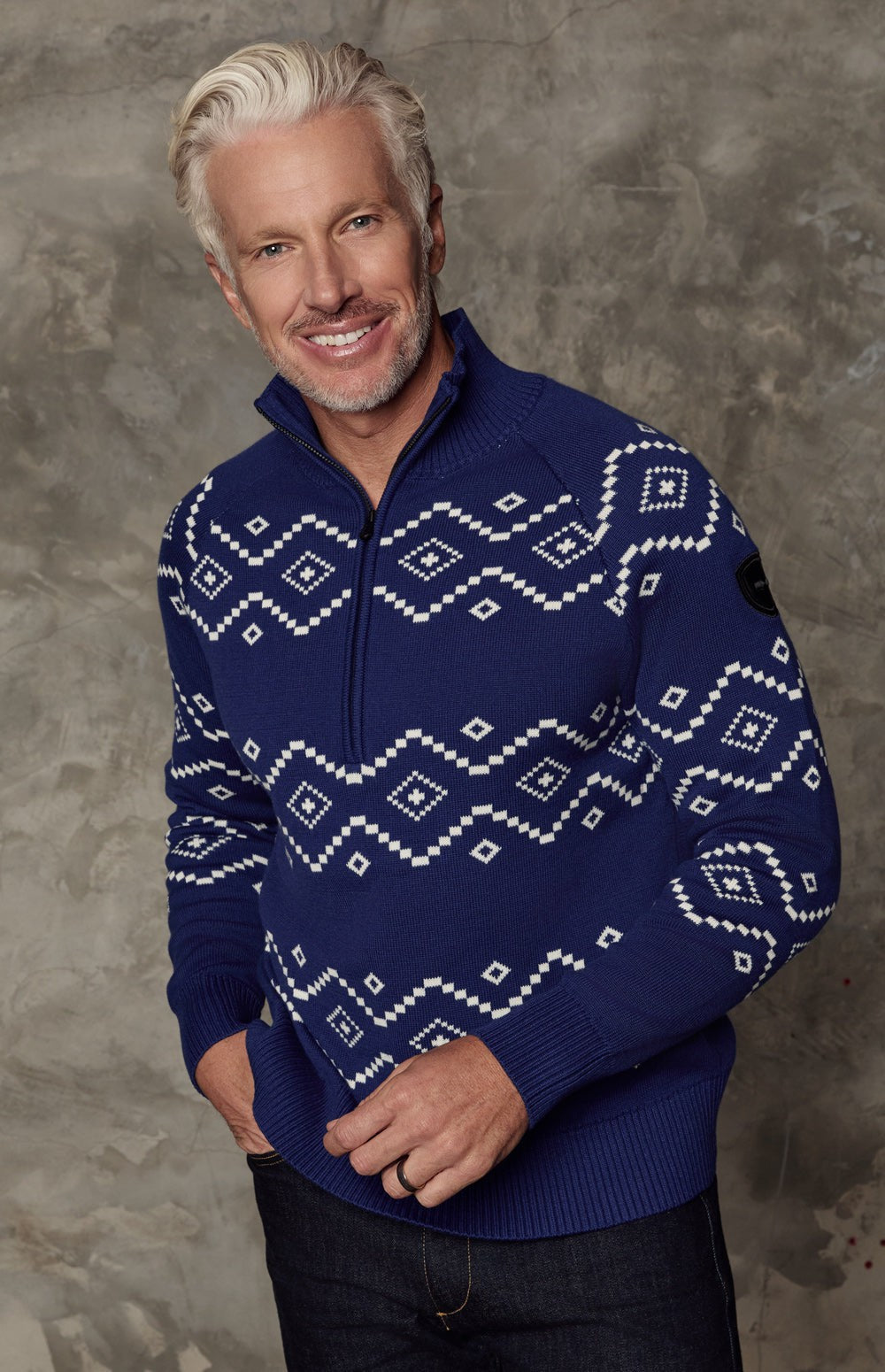 Brody 1/2 Zip Sweater, Deep Blue | Alp N Rock Alp N Rock Mens Sweater Brody 1/2 Zip Sweater | Deep Blue