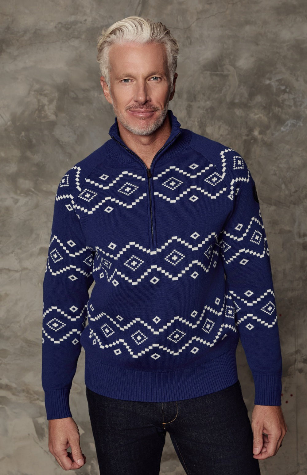 Brody 1/2 Zip Sweater, Deep Blue | Alp N Rock Alp N Rock Mens Sweater Brody 1/2 Zip Sweater | Deep Blue