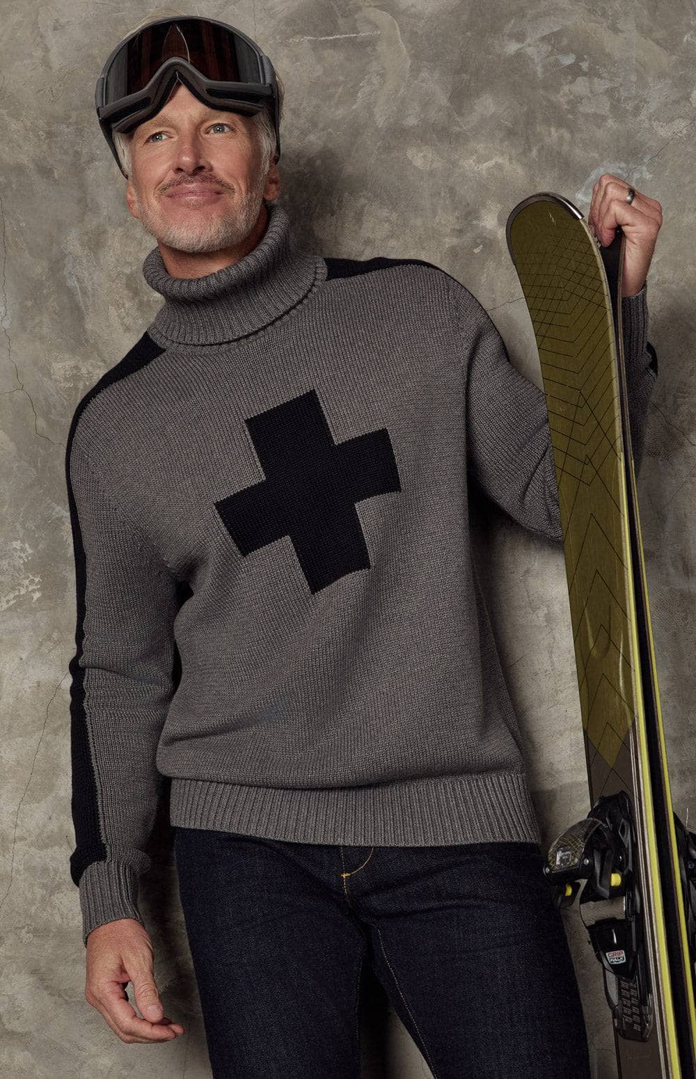 Elias Turtle Neck Ski Sweater, Grey | Alp N Rock Alp N Rock Mens Sweater Elias Turtle Neck Ski Sweater | Heather Grey