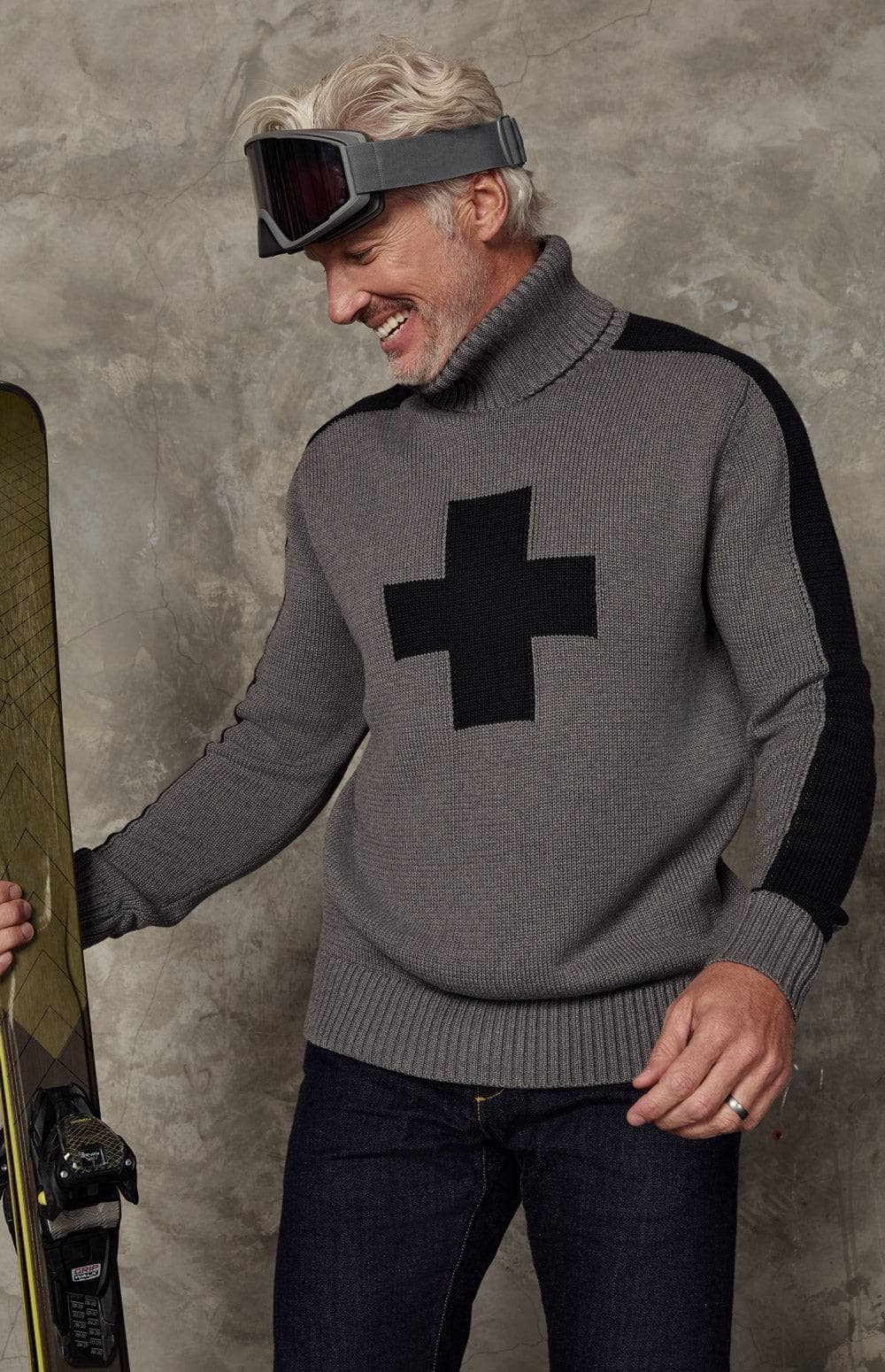 Elias Turtle Neck Ski Sweater, Grey | Alp N Rock Alp N Rock Mens Sweater Elias Turtle Neck Ski Sweater | Heather Grey
