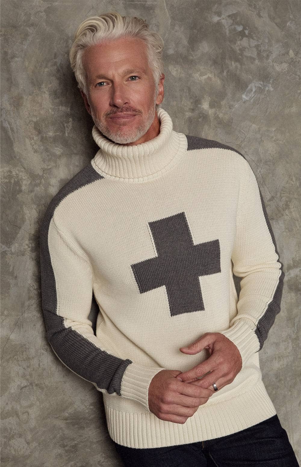 Elias Turtle Neck Ski Sweater, Ivory | Alp N Rock Alp N Rock Mens Sweater Elias Turtle Neck Ski Sweater | Ivory