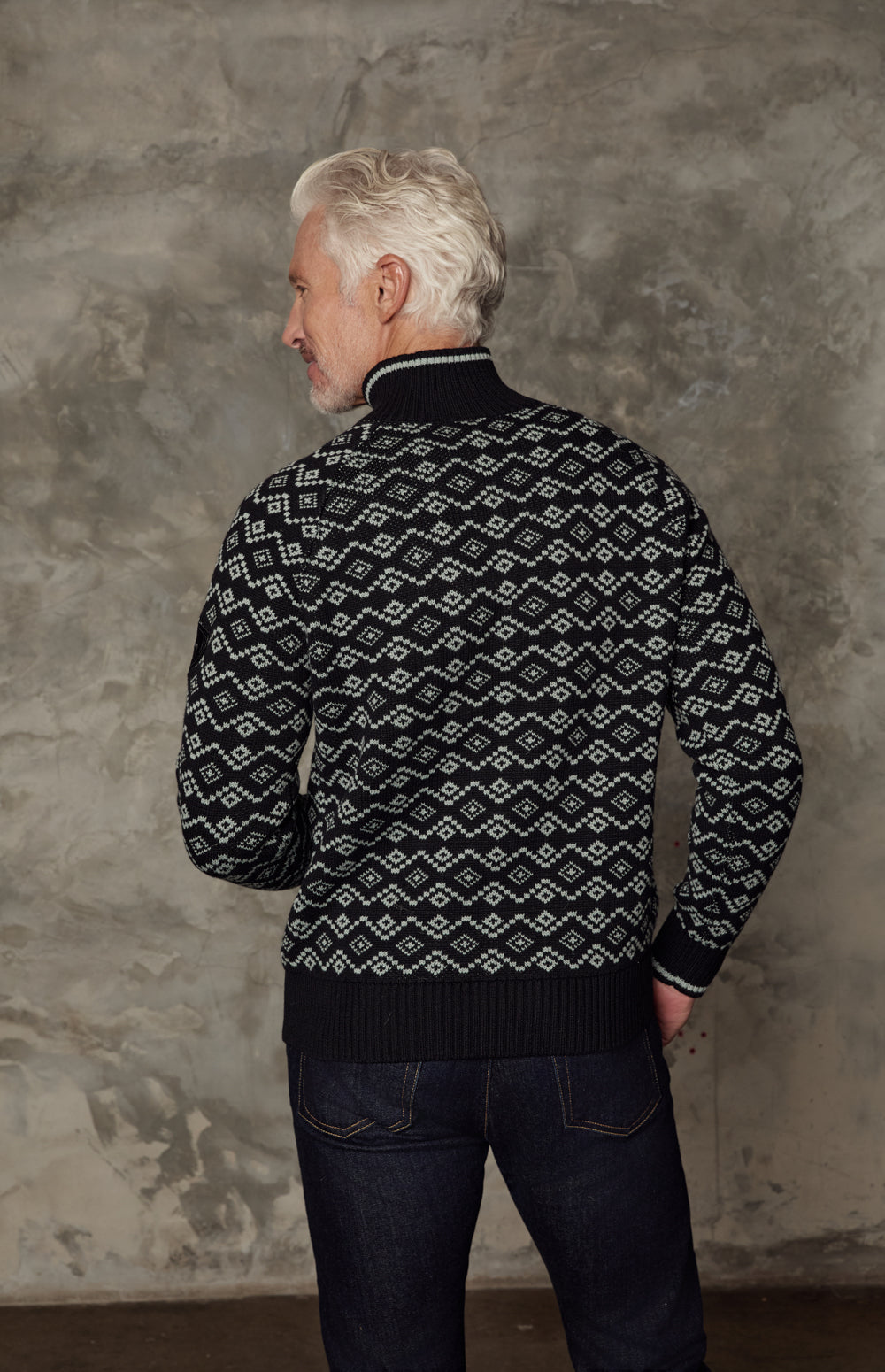 Leo Fairisle 1/2 Zip Sweater, Black | Alp N Rock Alp N Rock Mens Sweater Leo Fairisle 1/2 Zip Sweater | Black