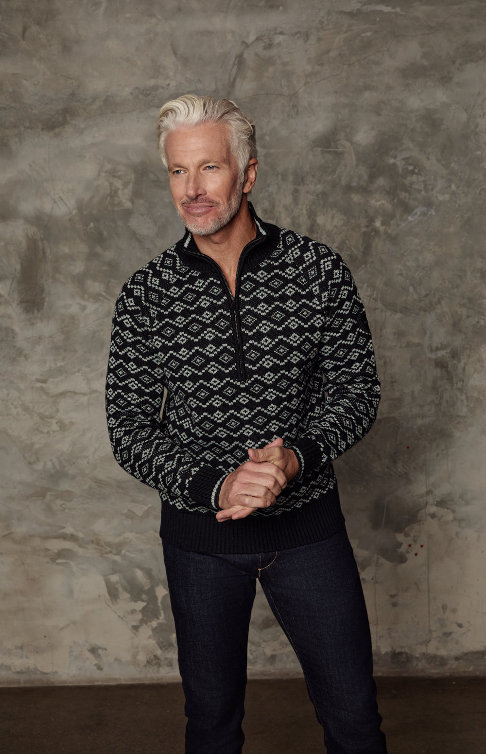 Leo Fairisle 1/2 Zip Sweater, Black | Alp N Rock Alp N Rock Mens Sweater Leo Fairisle 1/2 Zip Sweater | Black
