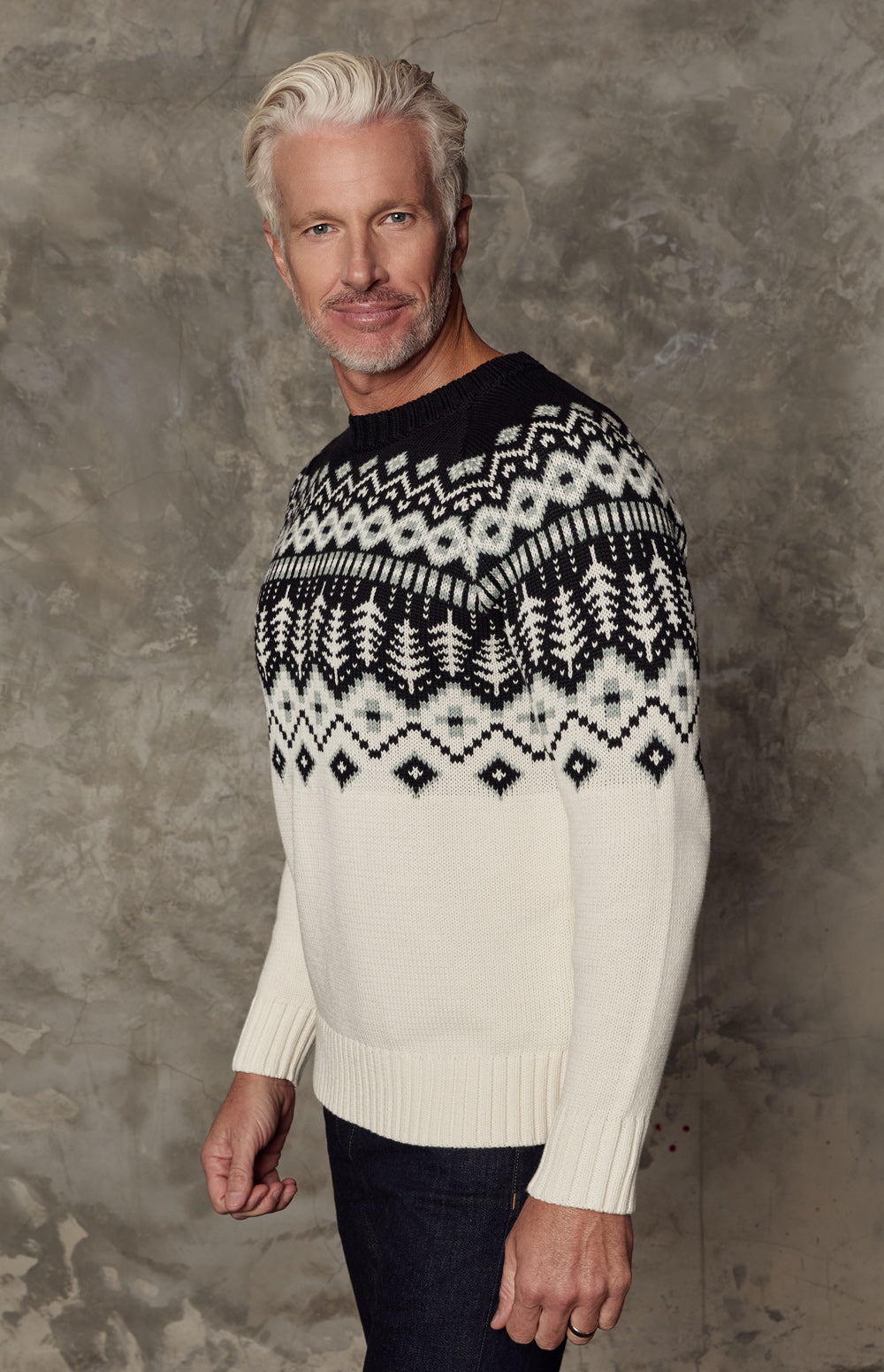 Sid Fair Isle Crewneck Sweater, Black | Alp N Rock Alp N Rock Mens Sweater Sid Fair Isle Crewneck Sweater | Black