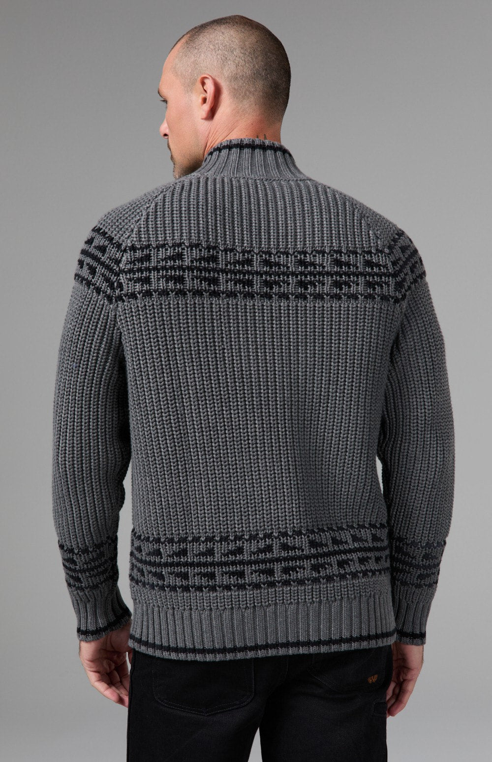 Theo Full Zip Fair Isle Sweater, Heather Grey | Alp N Rock Alp N Rock Mens Sweater Theo Full Zip Fair Isle Sweater | Heather Grey