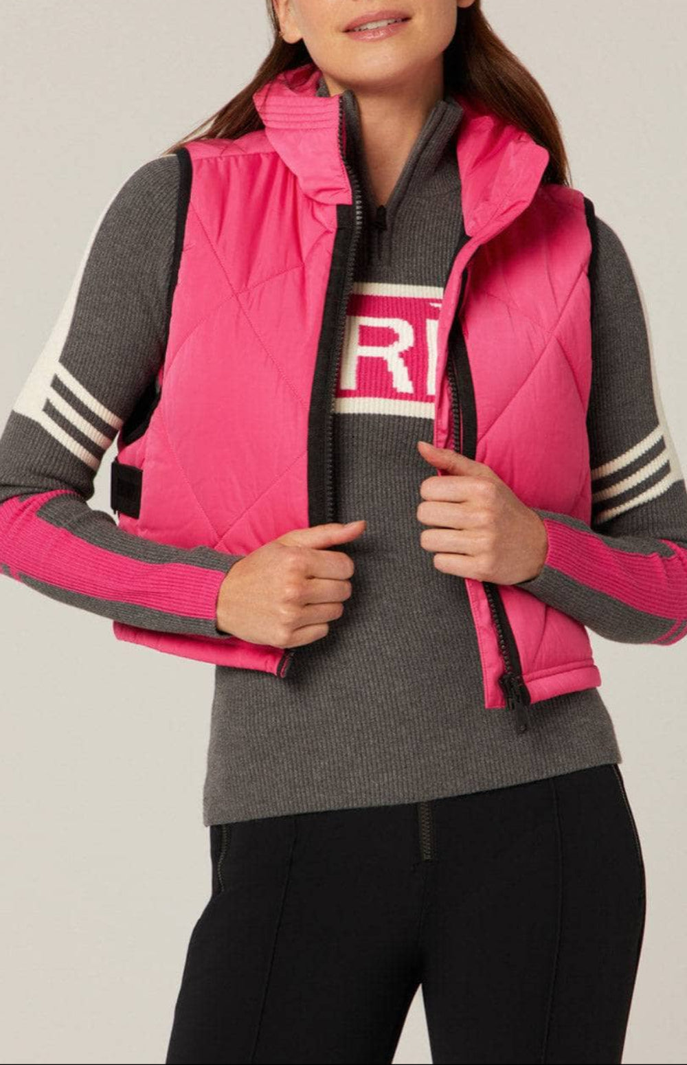 La Vitesse Cropped Vest by Alp N Rock, Women's Pink Quilted Cropped Puffer Vest