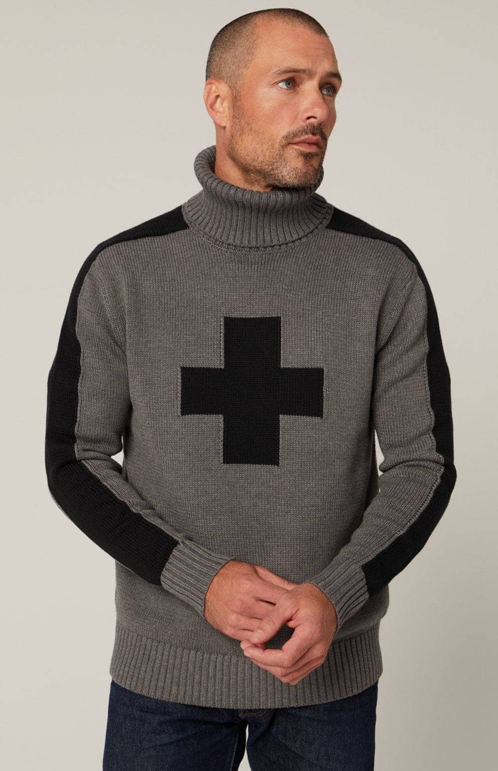 Elias Turtle Neck Ski Sweater Heather Grey