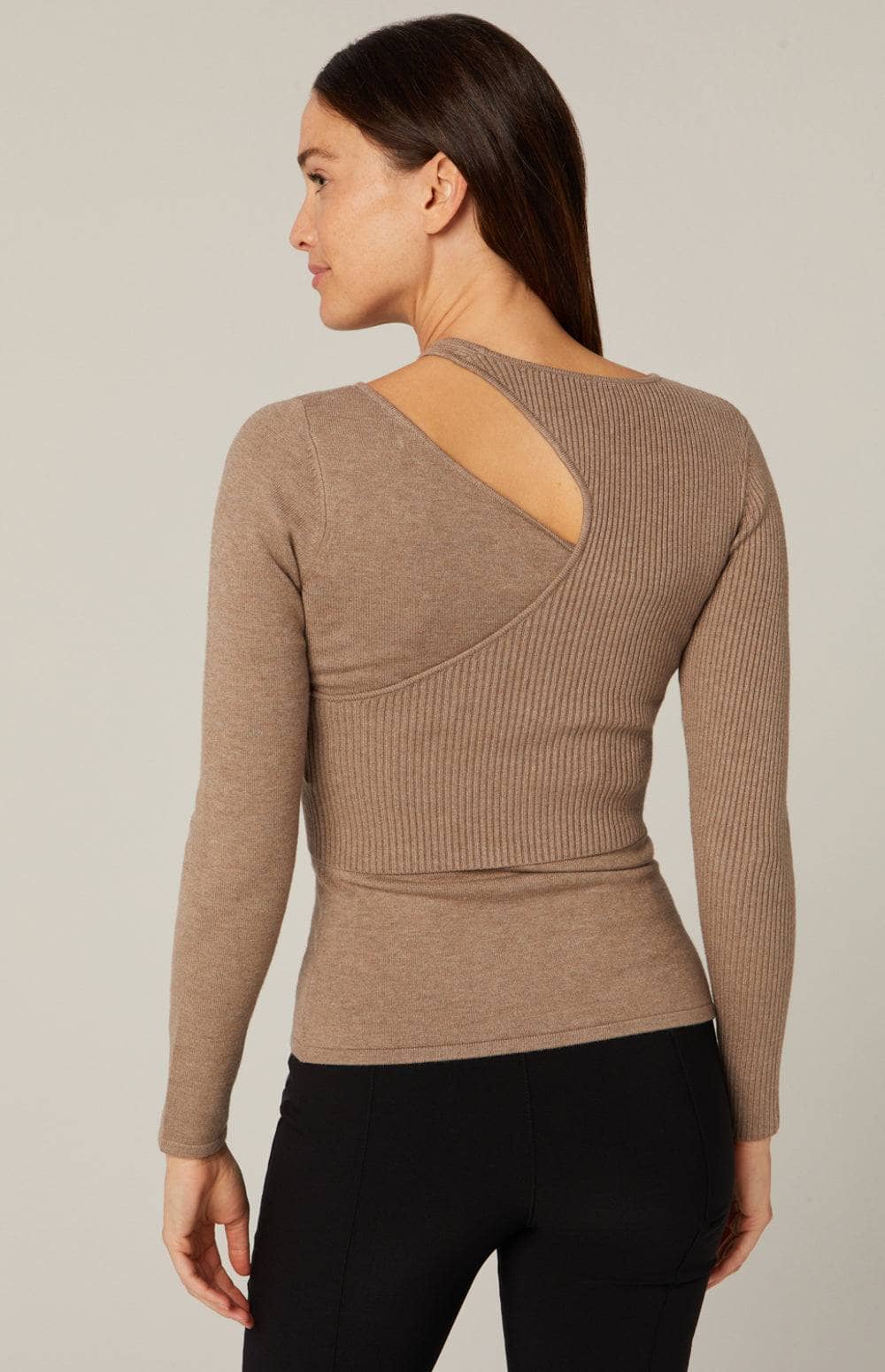 Tashin Asymetric Sweater by Alp N Rock, Women's Beige Sweater, Fitted Design with Geometric Cut Outs