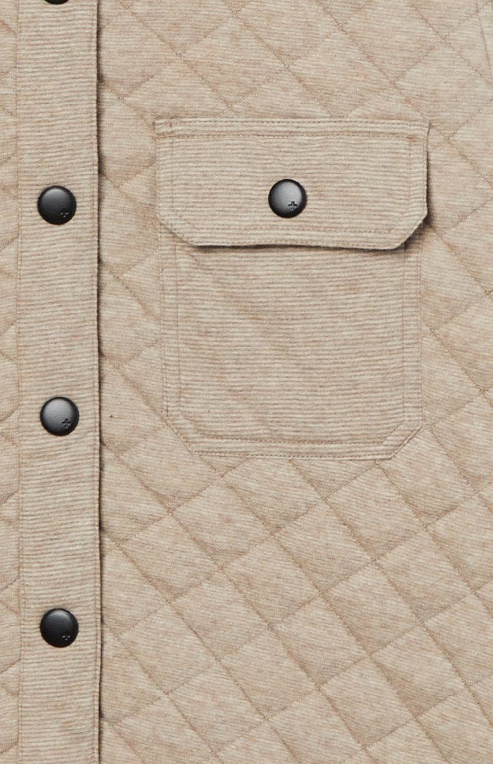 Cambria Shirt Jacket by Alp N Rock, Women's Heather Beige Shirt Jacket with Quilting and Patch Pockets