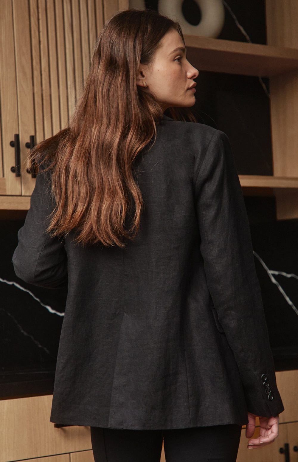 Emerson Blazer by Alp N Rock, Women's Black Linen Blazer