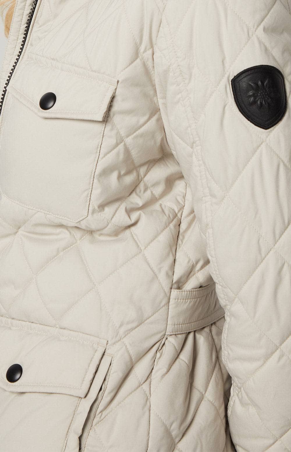 Field Jacket by Alp N Rock, Women's Beige Quilted Field Jacket with Patch Pockets