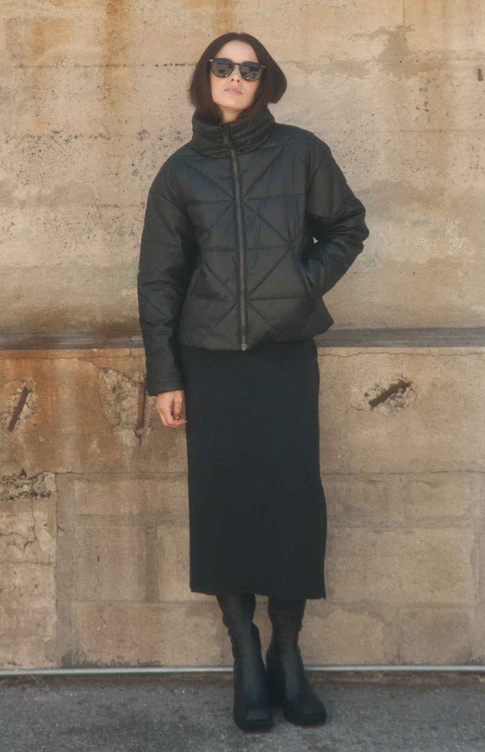 Alp N Rock Alta Puffer Jacket, black faux leather puffer jacket for women