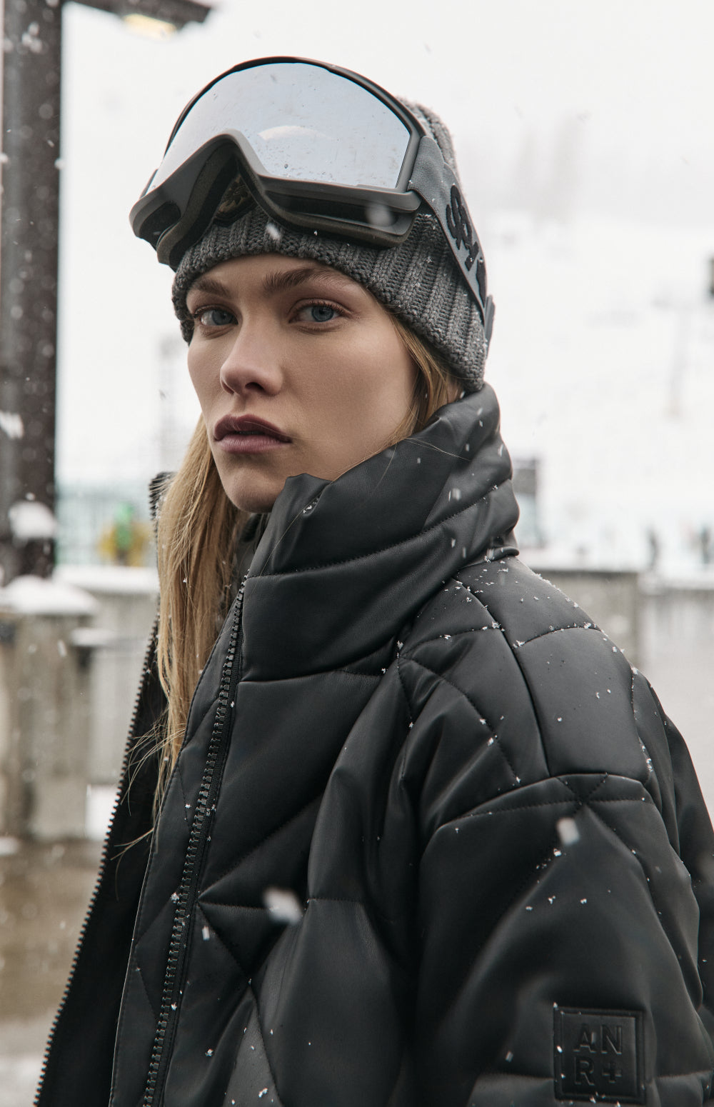 Alta Funnel Neck Puffer Jacket, Black Faux Leather | Alp N Rock Alp N Rock Womens Outerwear Alta Puffer Jacket | Black Faux Leather