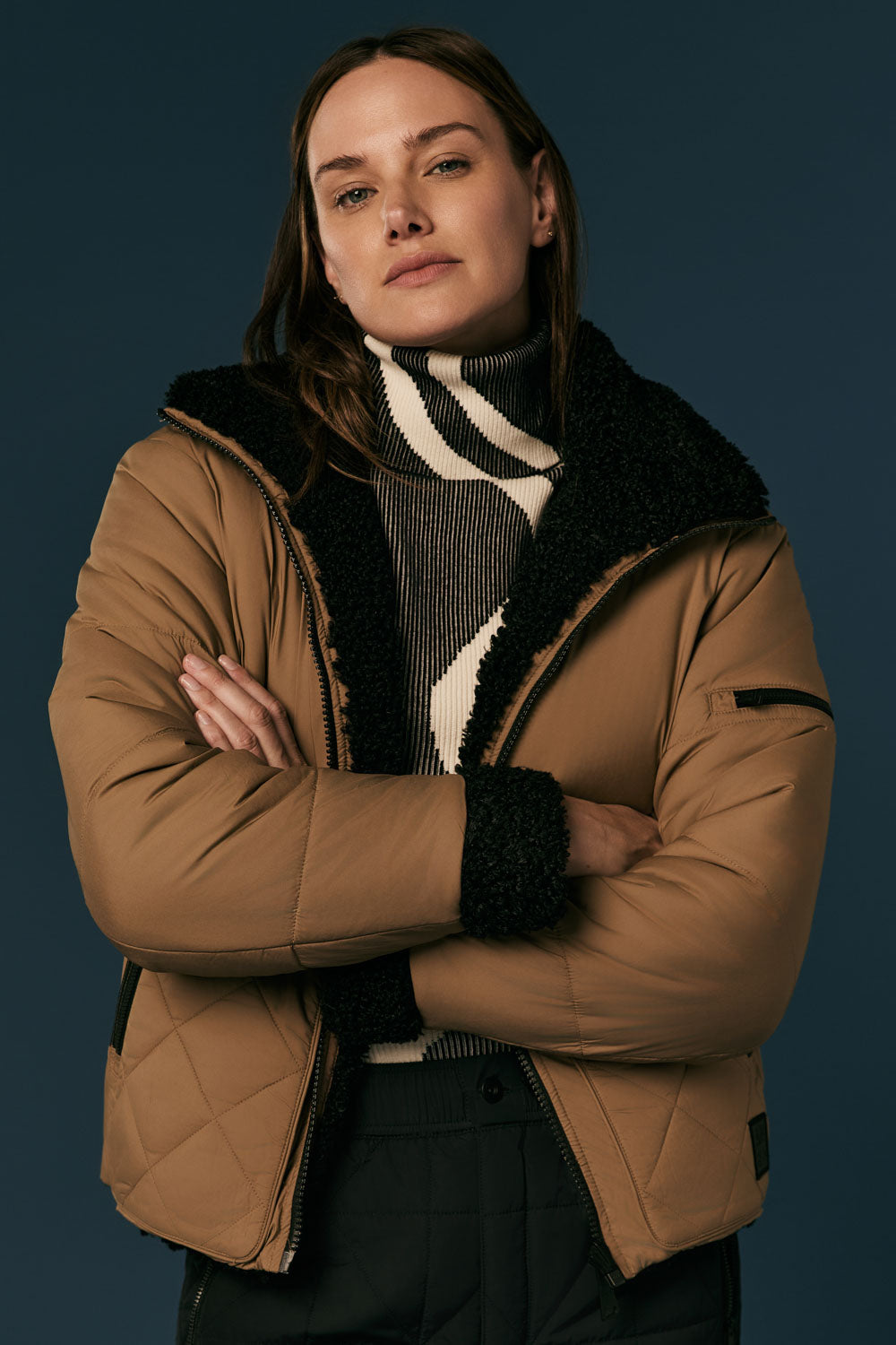 Amal Aviator Jacket, Dark Khaki - Preloved | Alp N Rock Alp N Rock Womens Outerwear Amal Reversible Aviator Jacket | Dark Khaki