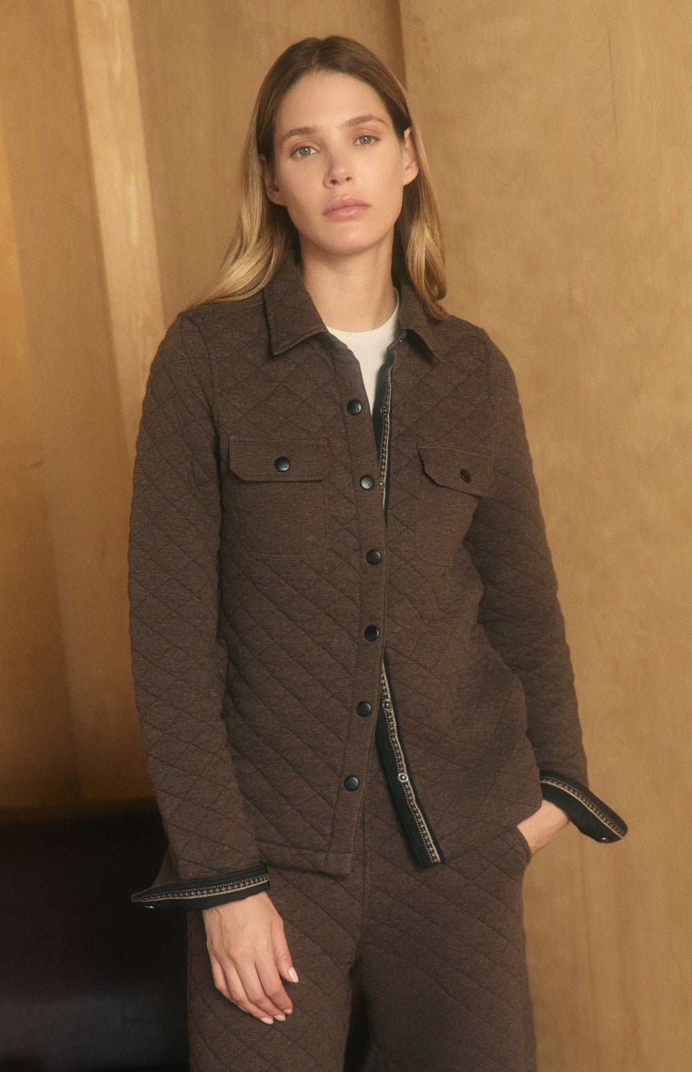 Alp N Rock Cambria Jacket, heather brown quilted shirt jacket for women