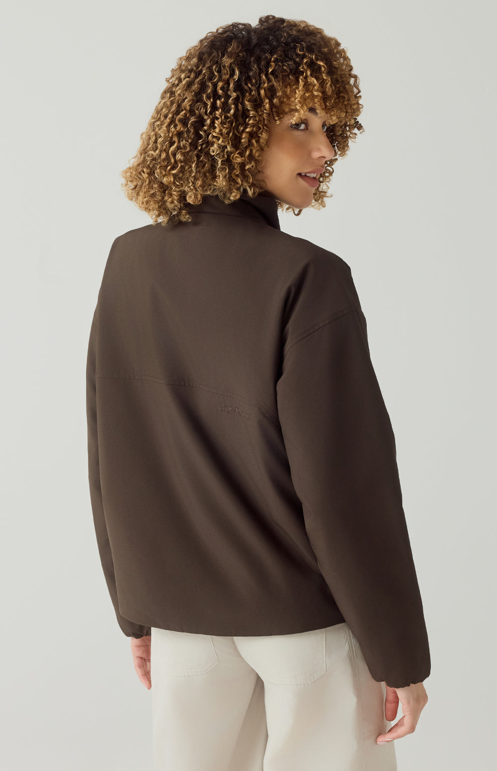 Alp N Rock Catalina Jacket, lightweight dark brown jacket for women with high neck and slant pockets