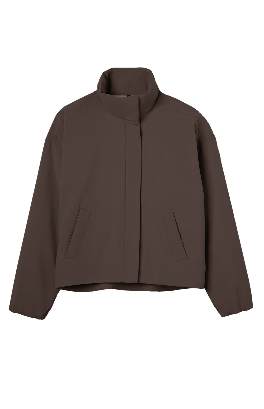 Alp N Rock Catalina Jacket, lightweight dark brown jacket for women with high neck and slant pockets