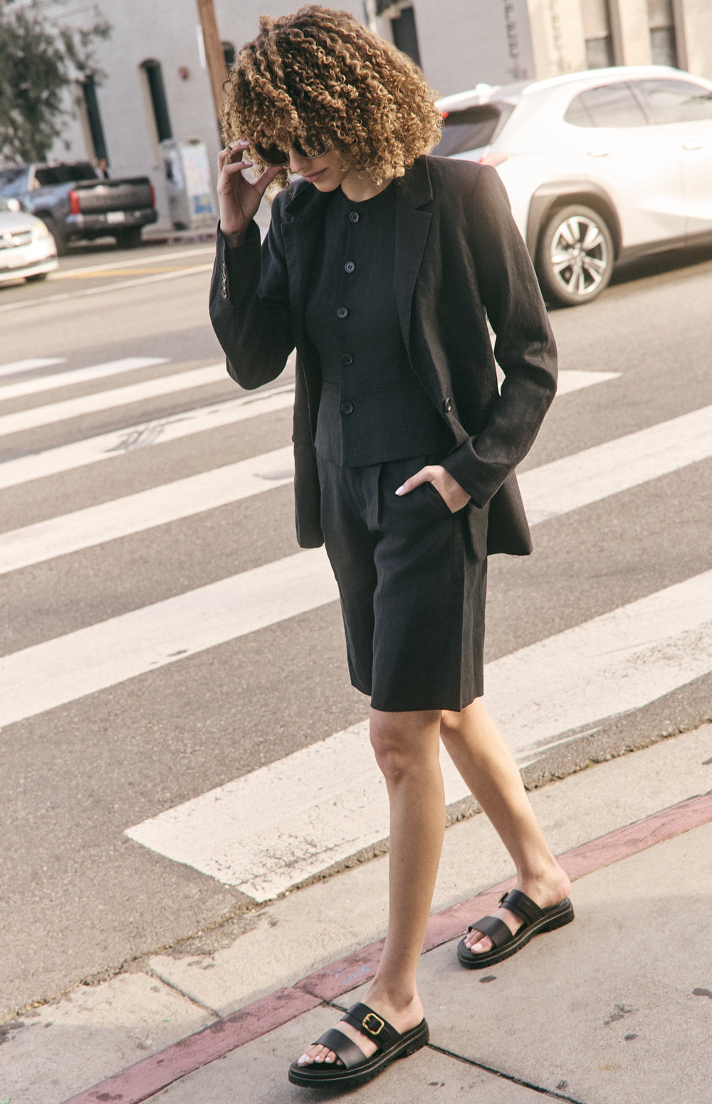 Alp N Rock Emerson Blazer, black linen blazer for women