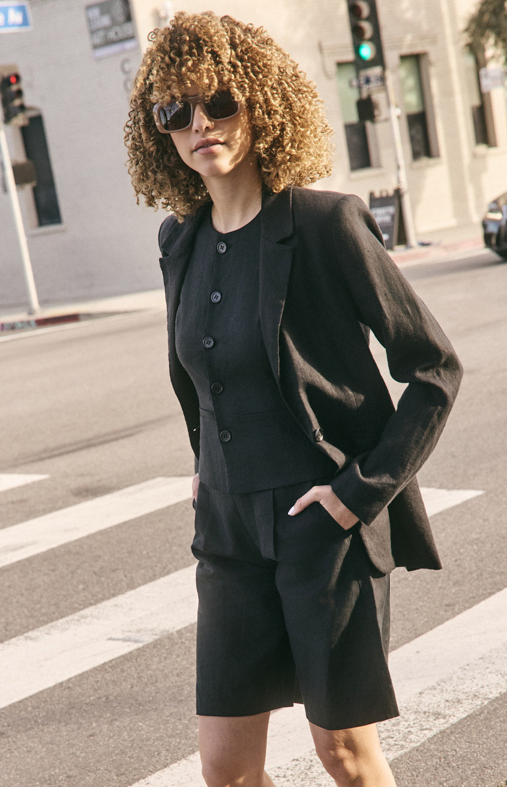 Alp N Rock Emerson Blazer, black linen blazer for women