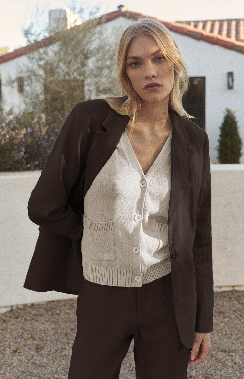 Emerson Linen Blazer, Coffee | Alp N Rock Alp N Rock Womens Outerwear Emerson Linen Blazer | Coffee