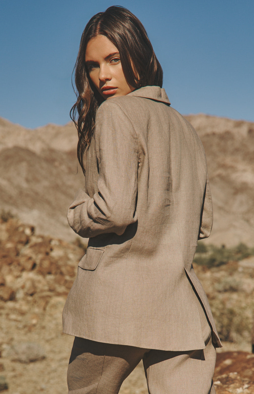 Alp N Rock Emerson Blazer, taupe linen blazer for women