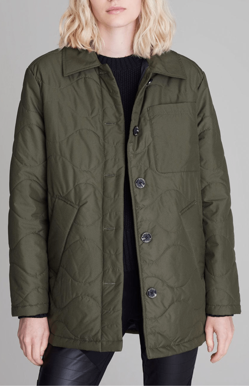 Alp N Rock Ginger Shirt Jacket, Women's Olive Green Quilted Jacket with Button Front, Chest Pocket, and Side Pockets