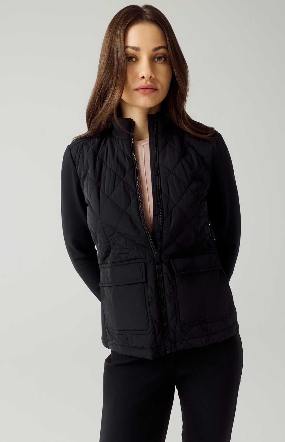 Alp N Rock Kara Jacket, black hybrid jacket for women with front patch pockets