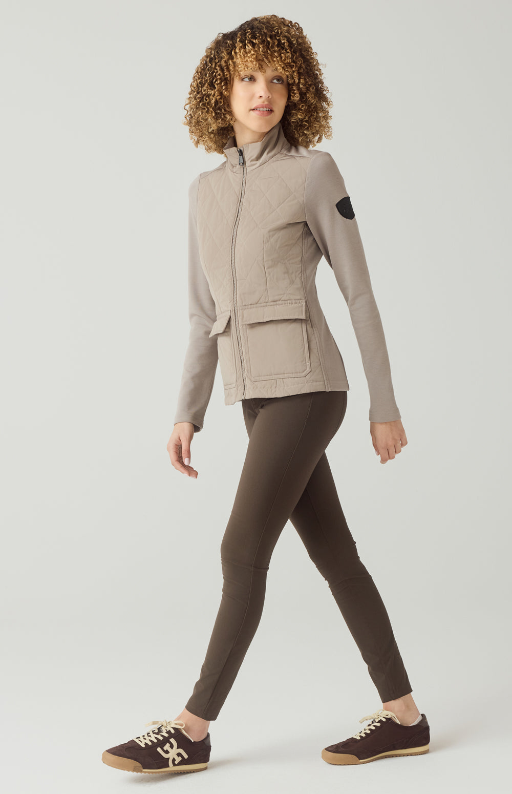 Alp N Rock Kara Jacket, beige hybrid jacket for women with front patch pockets