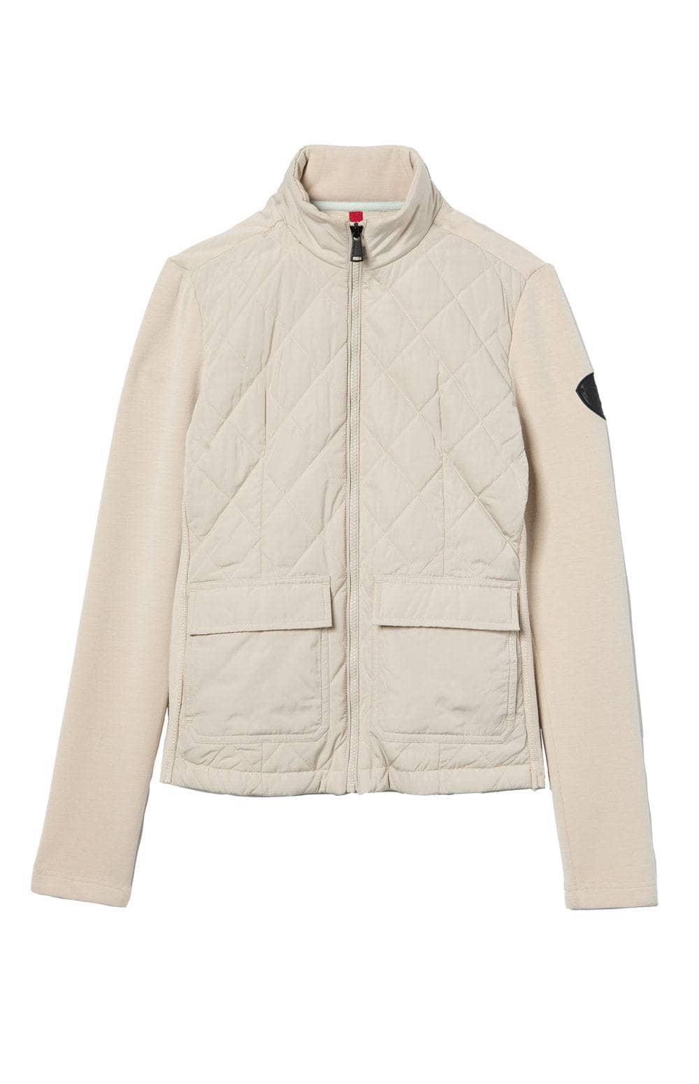 Alp N Rock Kara Hybrid Jacket, Women's Beige Jacket with Knit Sleeves, Quilting, and Patch Pockets