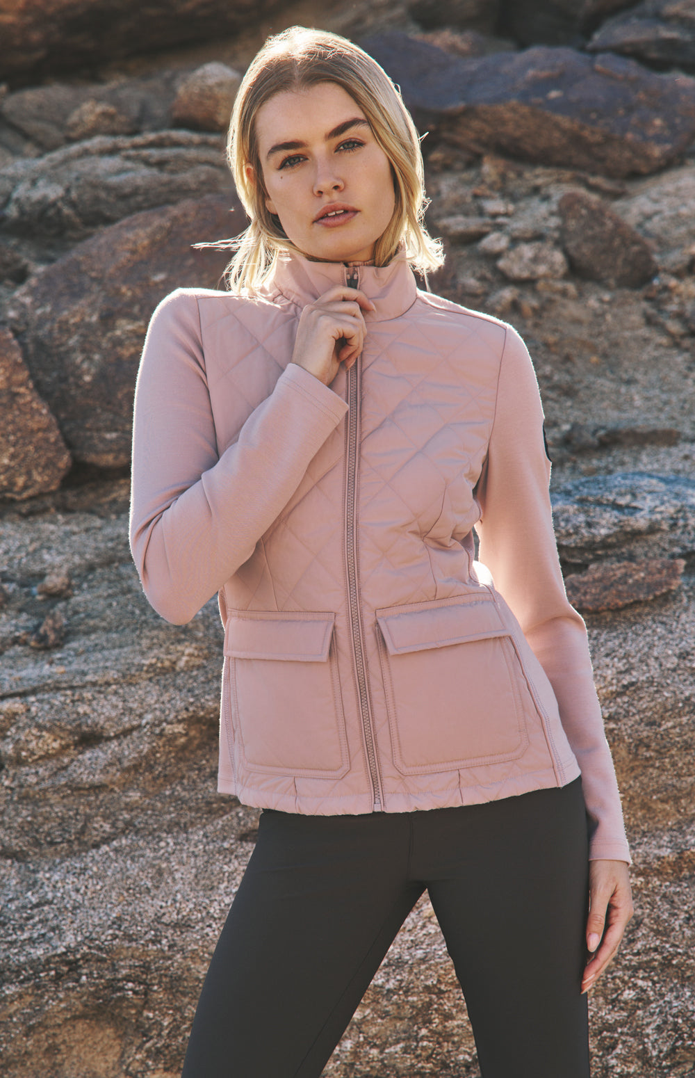 Alp N Rock Kara Jacket, pink hybrid jacket for women with front patch pockets