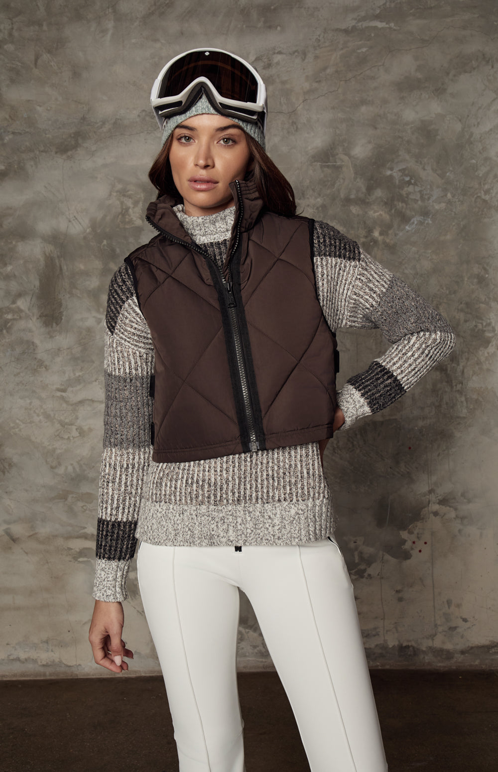Alp N Rock La Vitesse Vest, dark brown cropped quilted vest for women