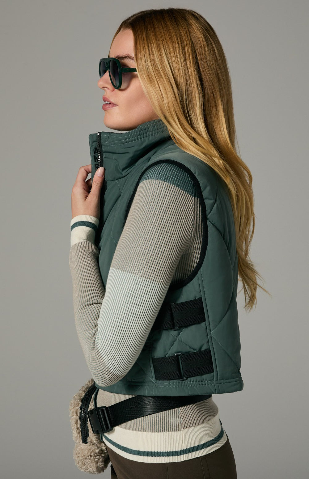 Alp N Rock La Vitesse Vest, green cropped quilted vest for women