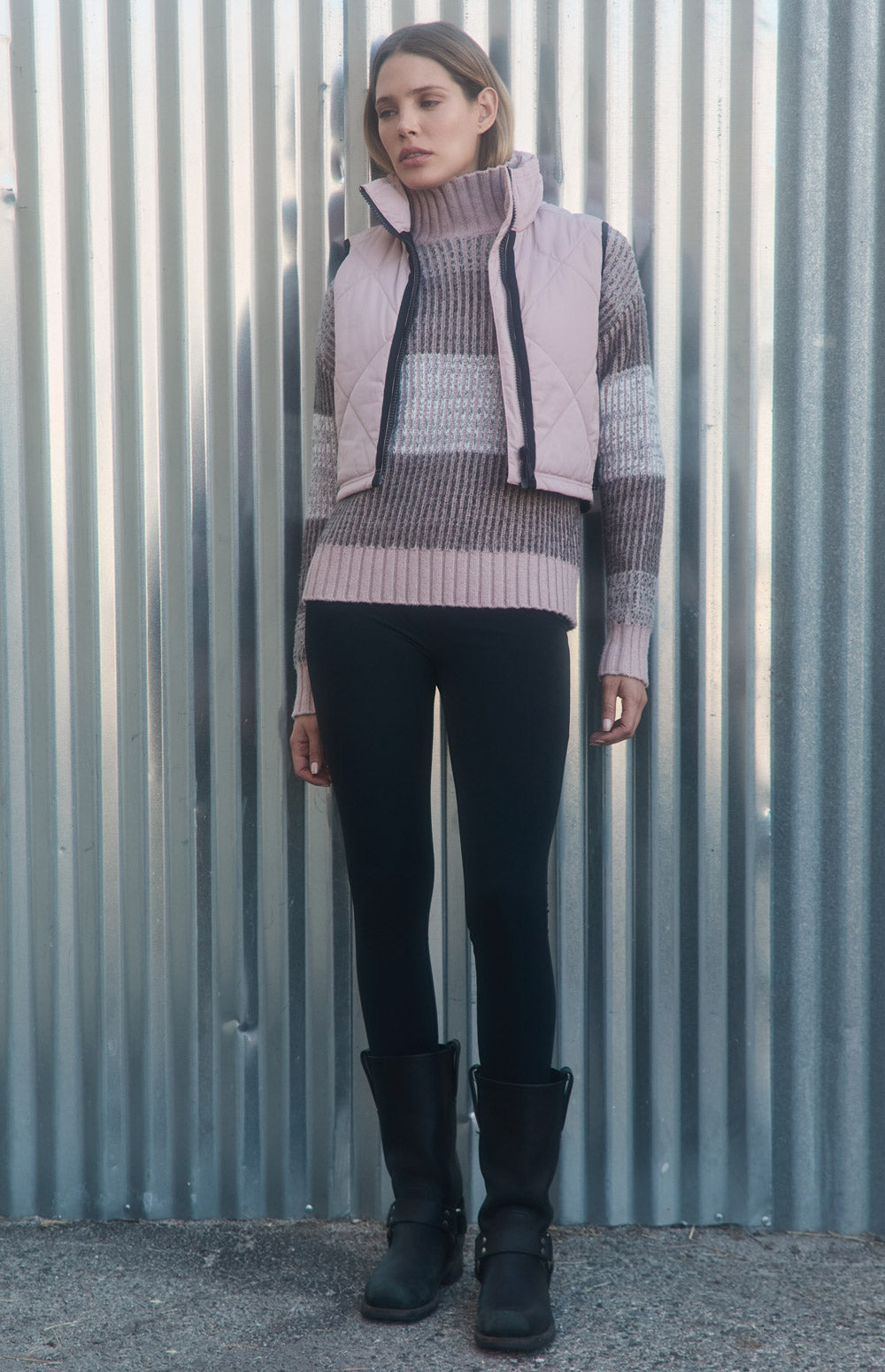 Alp N Rock La Vitesse Vest, light pink cropped quilted vest for women