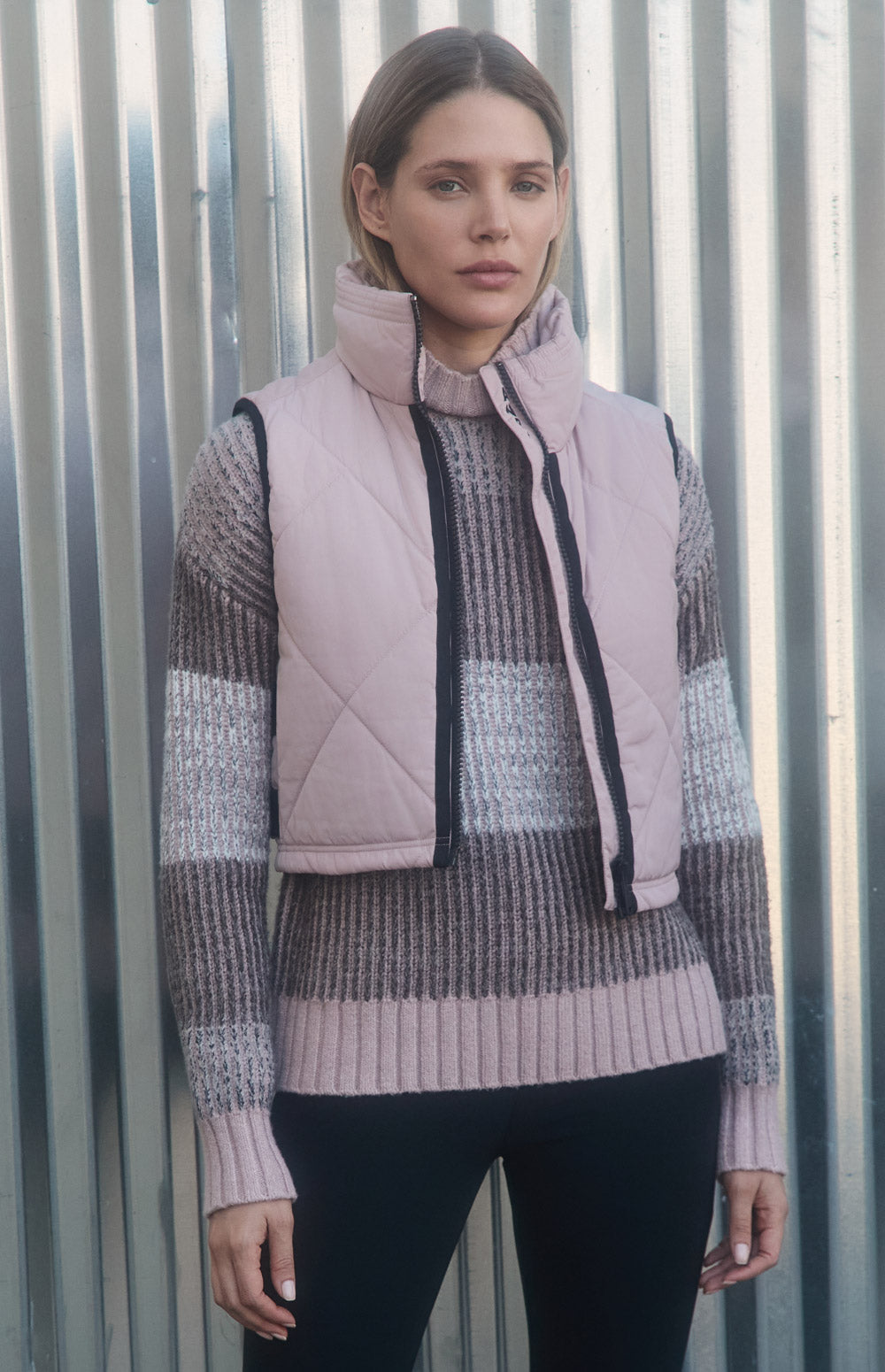 Alp N Rock La Vitesse Vest, light pink cropped quilted vest for women